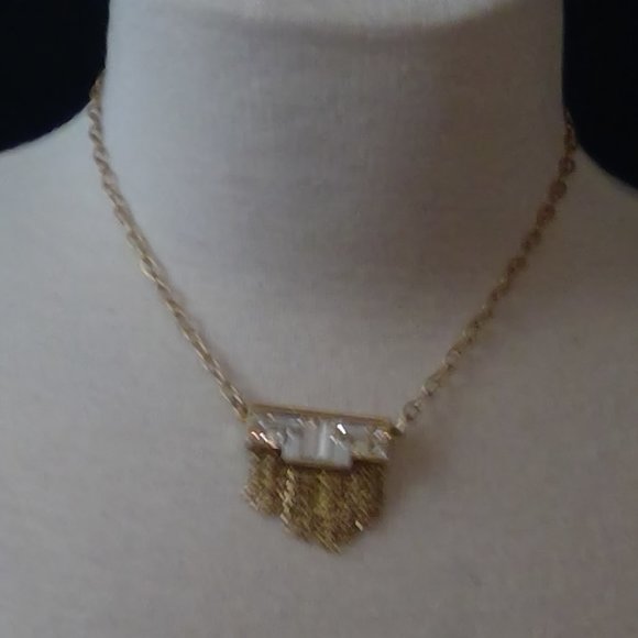 NWT Lia Sophia gold tone necklace with crystal and tassel - Picture 2 of 5